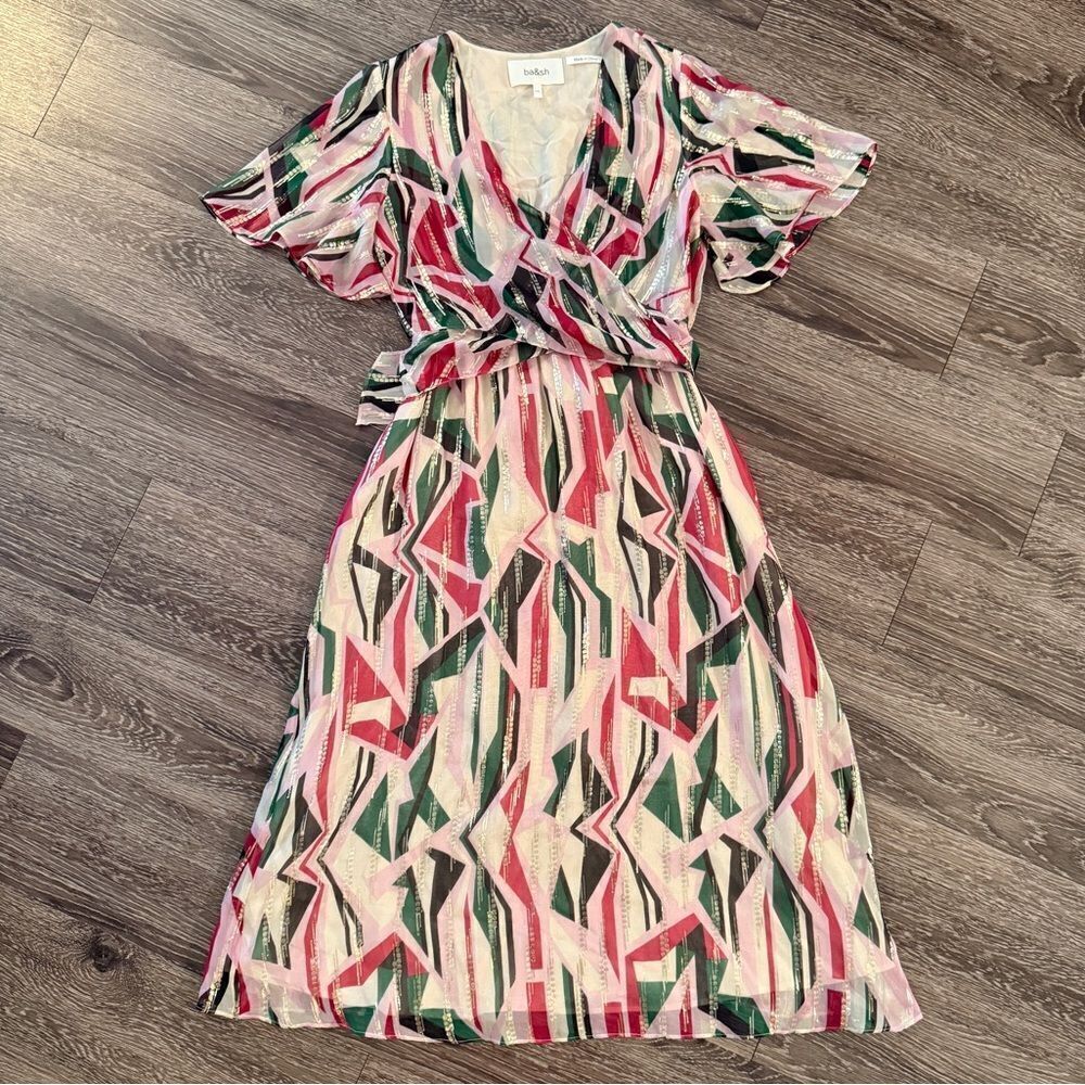 Ba&sh Beryl Silk-Blend Faux-Wrap Dress